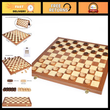 15inch Checkers Folding Wooden Game Set, 100 Square Checkerboard International C picture