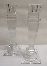 Clear Cut-Crystal Taper Candlestick Holders - Set of 2, 10