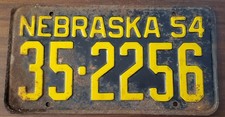 Vintage Nebraska 1954 Auto License Plate 35-2256 Dixon Co. Wall Decor picture