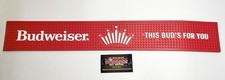 Budweiser Beer “This Bud’s For You” Rubber Bar Rail Spill Mat 24x3.5” Brand New picture