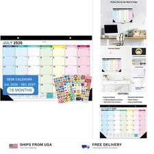 18 Month Desk Calendar 2026-2027 July-December 17x12 Large Thick Paper picture