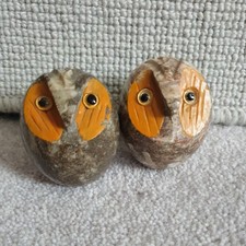 Vintage Hand Carved Marble Onyx Italian hand carved Owls good used condition.  picture