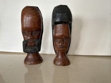 Vintage Hand-Carved Wooden African? Head Figures. picture