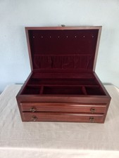 Beautiful Vintage Wooden Jewelry Box Large Eureka Reed & Barton Dark Brown Wood  picture