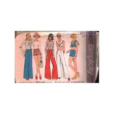 Vintage 1974 Simplicity 6407 Sewing Pattern Wide Leg Pants Midriff Top Size 16 picture