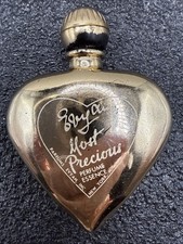 Vintage Evyan Most Precious Perfume Essence Gold Heart Shaped Glass Bottle READ picture
