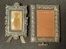 Antique Sterling Silver Miniature Photo Frame Lot Of 2 picture
