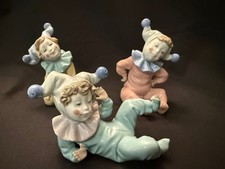 Vintage NAO Lladro 3 Pc Jester Clown Figurine Set Joy Jingles Jangles 1988 picture
