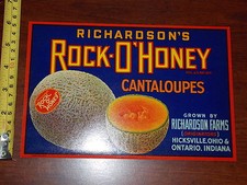 RICHARDSON'S ROCK-O'HONEY CANTALOUPES FARMS RARE ADVERTISMENT LABEL NICE 8 picture