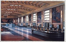 Vtg Cincinnati Union Terminal Concourse Postcard Art Deco Railroad P9367 Ohio picture