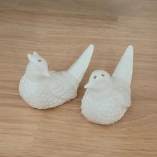 Vintage Ceramic White Pheasant Love Birds Salt & Pepper Shakers picture