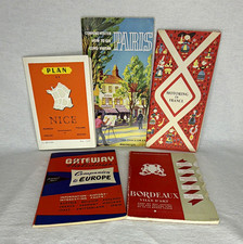 VTG 1950s-60s Travel Guides & Maps Lot - Paris Nice Bordeaux Motoring in France picture