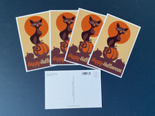 Lantern Press Postcard Halloween Pumpkins Black Cat lot of 5 picture