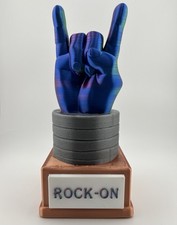 🤘ROCK-ON Hand Trophy Sculpture – 3D Printed Desk Art – Unique Handmade Award🤘 picture