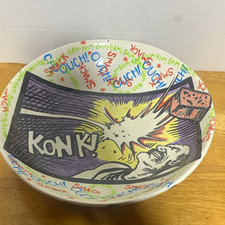 Paolo Hand-Painted Pop Art Ceramic Bowl Dish, Multicolor Comic 