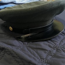 Vintage 1956 US Army Service Cap Green 44 Wool Serge Enlisted Society Brand Hat picture