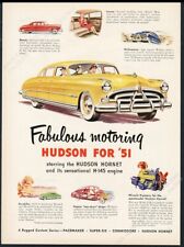 1951 Hudson Hornet yellow car art vintage print ad picture