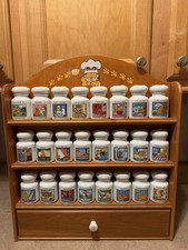 Vintage 1994 Garfield Spice Jar Collection Complete Set w Wood Rack Danbury Mint picture