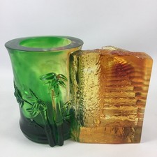 Liuli Crystal Glass Bamboo Pen Holder Ornament –Feng Shui Home Decor collectible picture