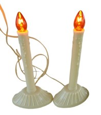2 Vintage Christmas Candelabra Candlestick Holders CL001 Bonus Extra 4 C7 Balbs  picture