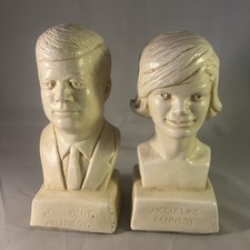 John F Kennedy & Jacqueline Kennedy Presidential 6 in Chalk Ware Bust Statues picture
