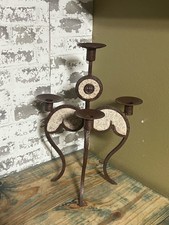 Vintage rustic wrought-iron candelabra / candle holder picture