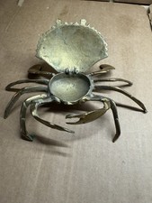 Vintage Solid Brass Crab Lift Top Trinket Box Or Ashtray 7