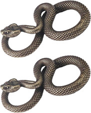 2Pcs Bronze Snake Figurine Decor High Simulation Fantasy Brass Vintage Style Sna picture