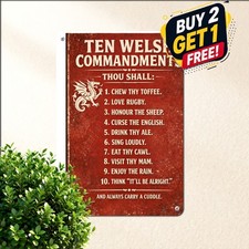 Welsh Rugby Rules Red Dragon National Pride Retro Sports Tin Sign 8x12 picture
