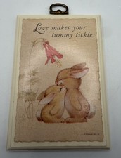 Vintage 1979 Hallmark Love Makes Your Tummy Tickle Bunny Rabbit Wall Plaque picture