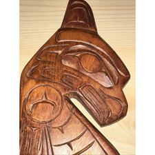Signed 1981 Henry George Northwest Coast First Nations Cedar Thunderbird Carving picture