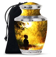 Child In Alone Place Large With Velvet Bag  10 Inch Funeral Urns picture