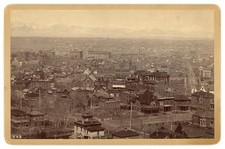 COLORADO CABINET PHOTO - Denver - Panorama of Rockies - WH Jackson 1880s picture