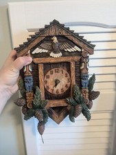 Vintage WMG 2005 Wooden Eagle Cuckoo Clock With Chains In Working Condition picture