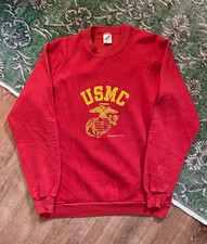 Vintage 1980 USMC Marine Corps Red Sweatshirt Command Post Ltd Quantico USA picture