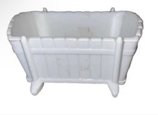 Cute Vintage Indiana Milk Glass Rocking Cradle Planter Picket Fence Candy Dish picture