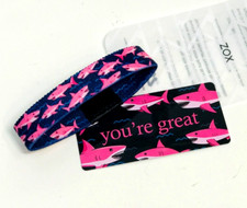 ZOX **YOU'RE GREAT** Silver Medium Single Wristband w/Card PINK SHARKS picture