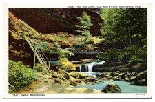 VTG Upper Falls and Cave, Old Man's Cave, Logan, Ohio Postcard picture