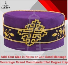 Sovereign Grand Commander 33rd Degree Scottish Rite Cap Hand Embroidered Hat picture