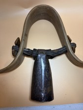Antique Rare Leather/Wood 19th c. Cowbell Or Bell For Goat/Sheep/Folk Art picture