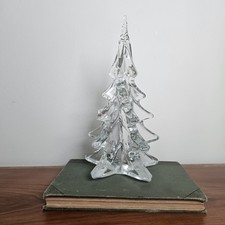 Vintage Clear Glass Christmas Tree 9” Crystal Holiday Winter Twisted Top picture