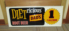Vintage DIET DAD'S ROOT BEER Soda Sign Embossed NOS Day One Shine/Colors ~LQQK picture