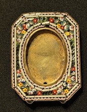 Antique Italian Micro Mosaic Miniature Picture Frame Floral Victorian picture