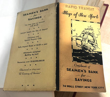 Vintage NYC Subway Rapid Transit Map Seamen's Bank World's Fair George Nostrand  picture
