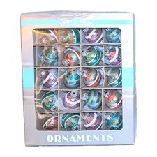 Christopher Radko Shiny Brite Ornaments Set x20 Pastel Pink Blue Glass Mini NEW  picture