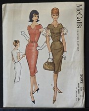 Vtg McCall's Pattern 5092, Sheath Dress, Puff Sleeve Option, Uncut, B32. picture
