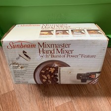 Vintage 1983 NEW Almond Sunbeam Mixmaster 5 Speed Hand Mixer With Burst Of Power picture