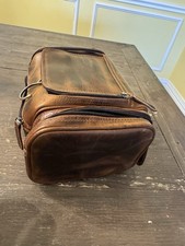 ELIZO Genuine Leather Toiletry Bag for Men Mens X-Large, Antique  picture