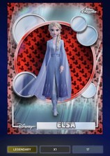 DIGITAL 2026 Topps Chrome Disney Frozen Elsa Red & Black Base Legendary /28 picture