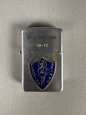 VINTAGE USS Saint Paul Fighting Saints Prince Rucky Lighter Military Silver picture